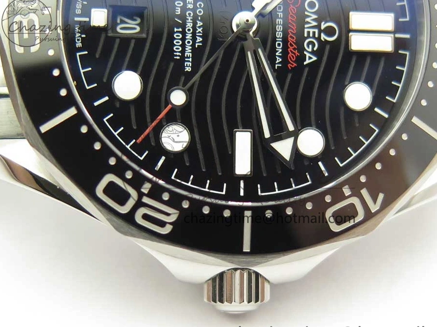 0524 2018 Seamaster Diver 300M OMF Best Edition Black Ceramic Black Dial on SS Bracelet A8800 (Black Balance Wheel) Breathable 7959